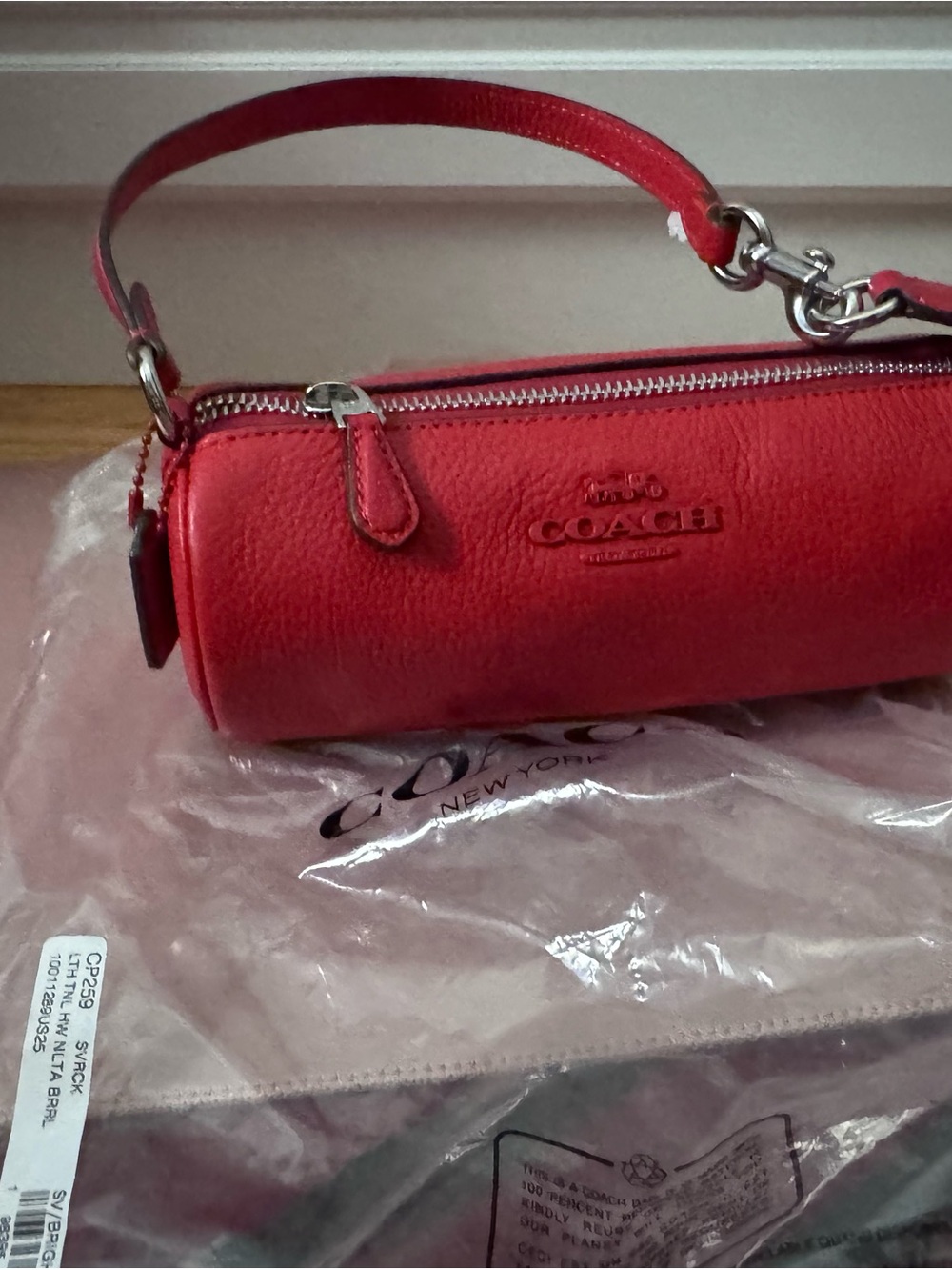Coach Red Barrel Wristlet with Silver Hardware